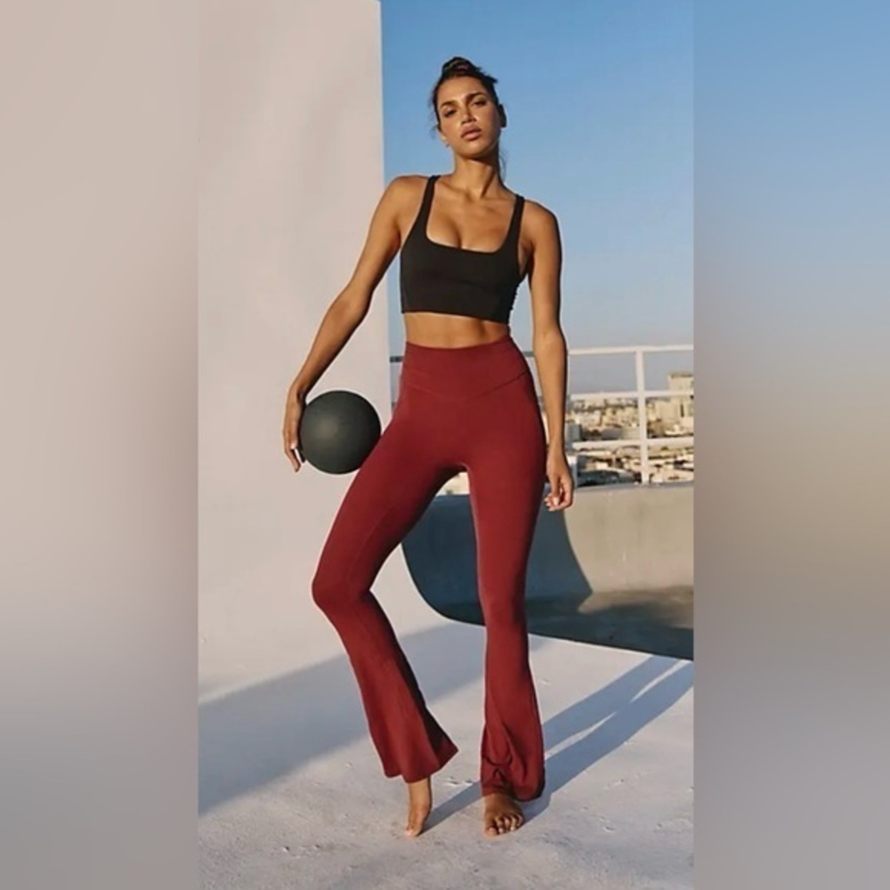 NWT Free People Movement XS Never Better Flare Pants in Oxblood Red New Leggings